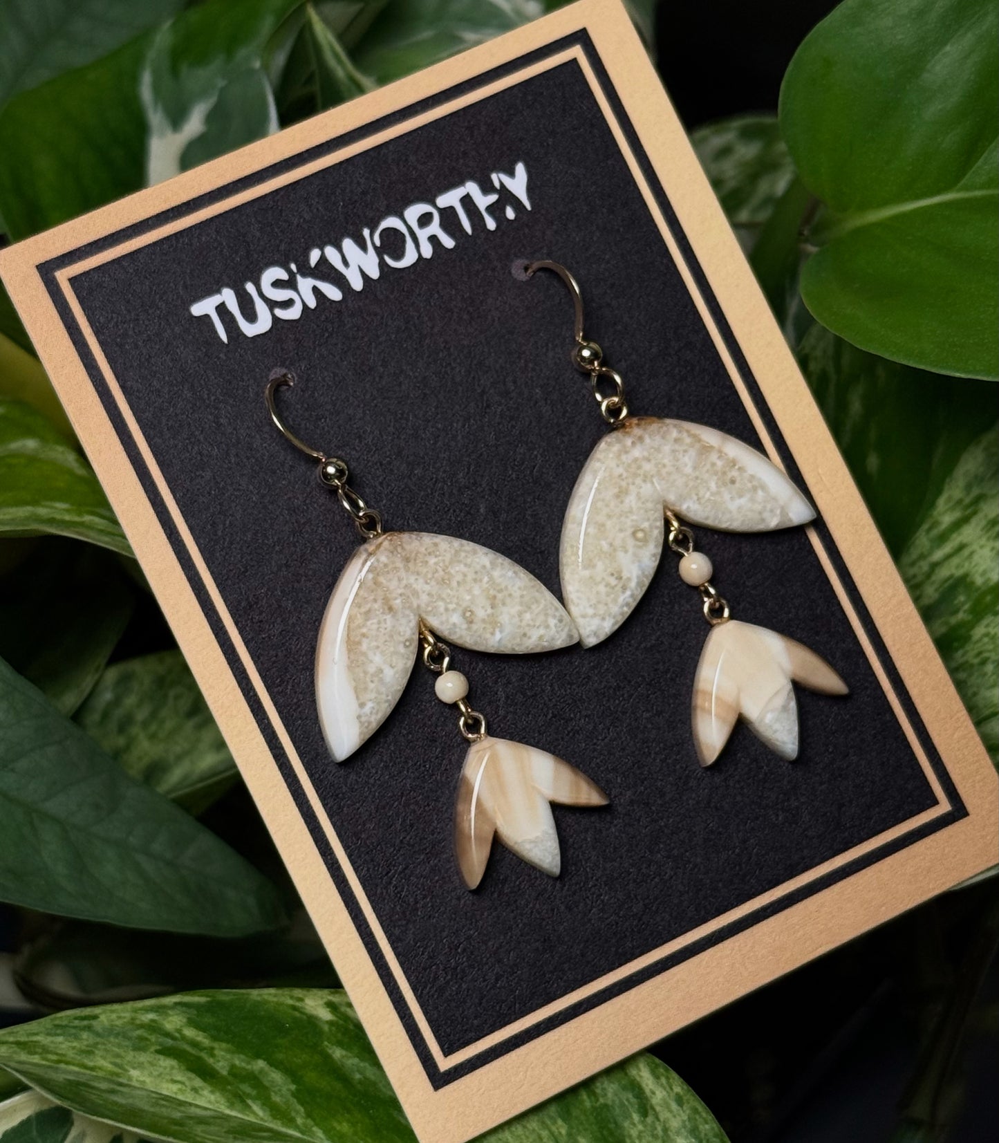 Fossilized Lotus Drop Earrings