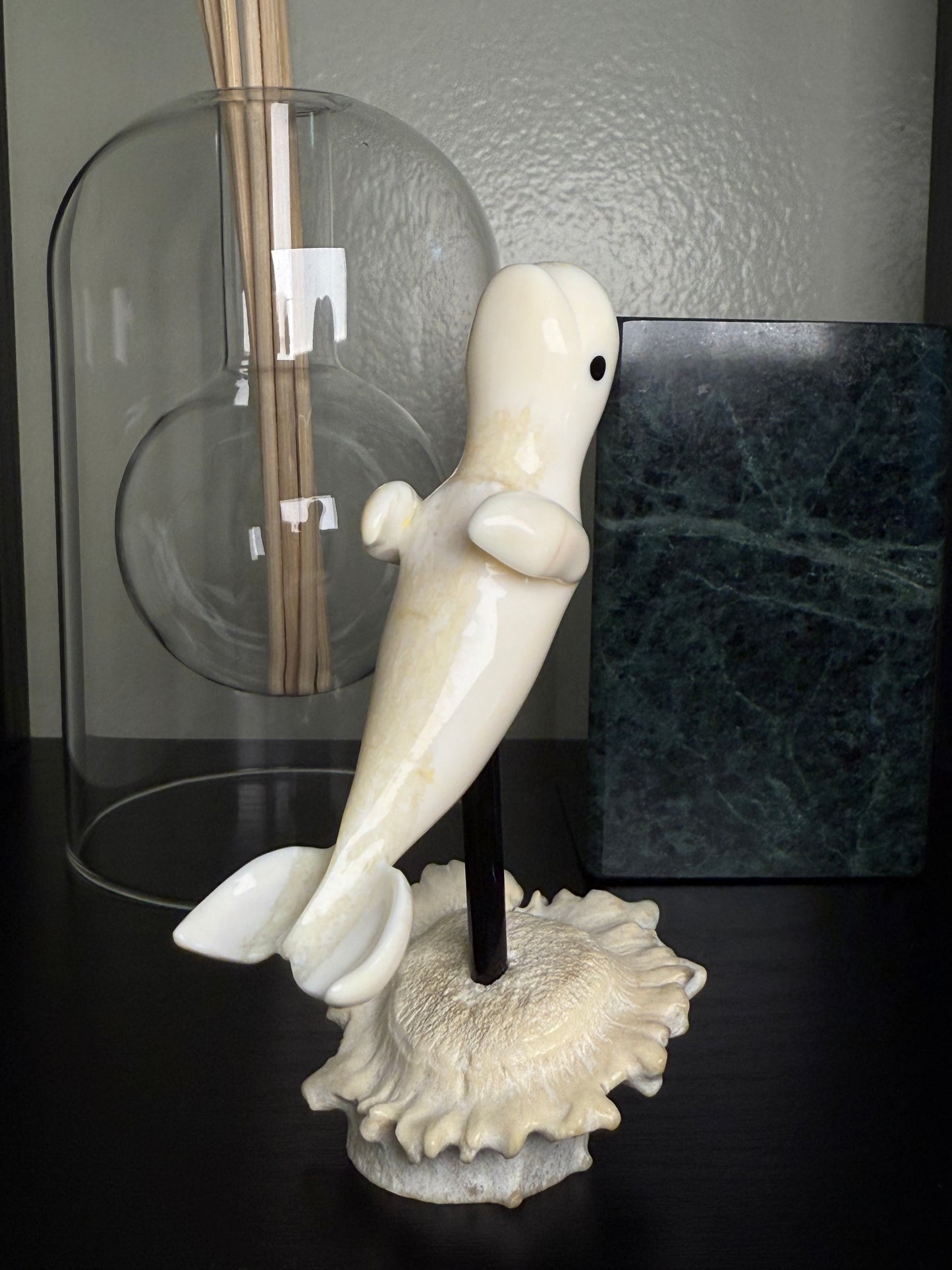 Dancing Ivory Beluga Whale Figurine
