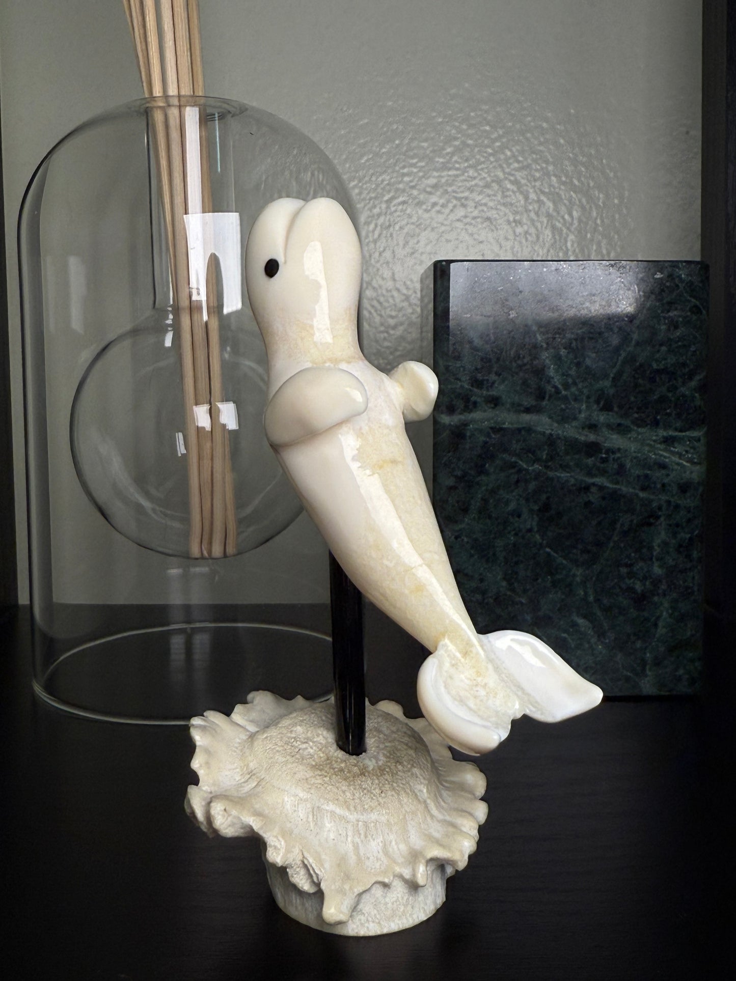 Dancing Ivory Beluga Whale Figurine