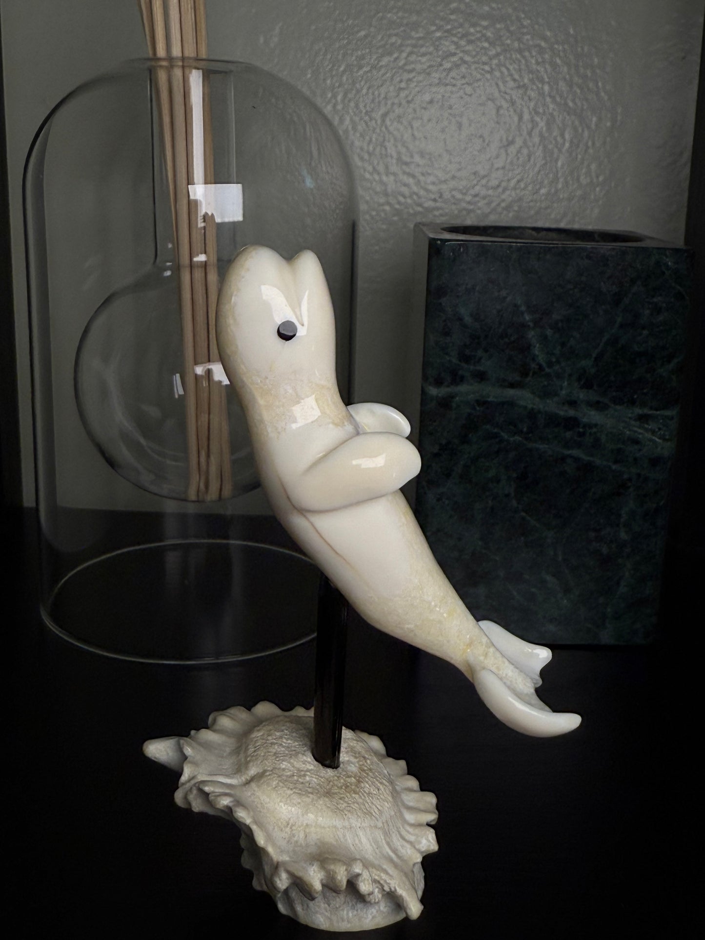 Dancing Ivory Beluga Whale Figurine