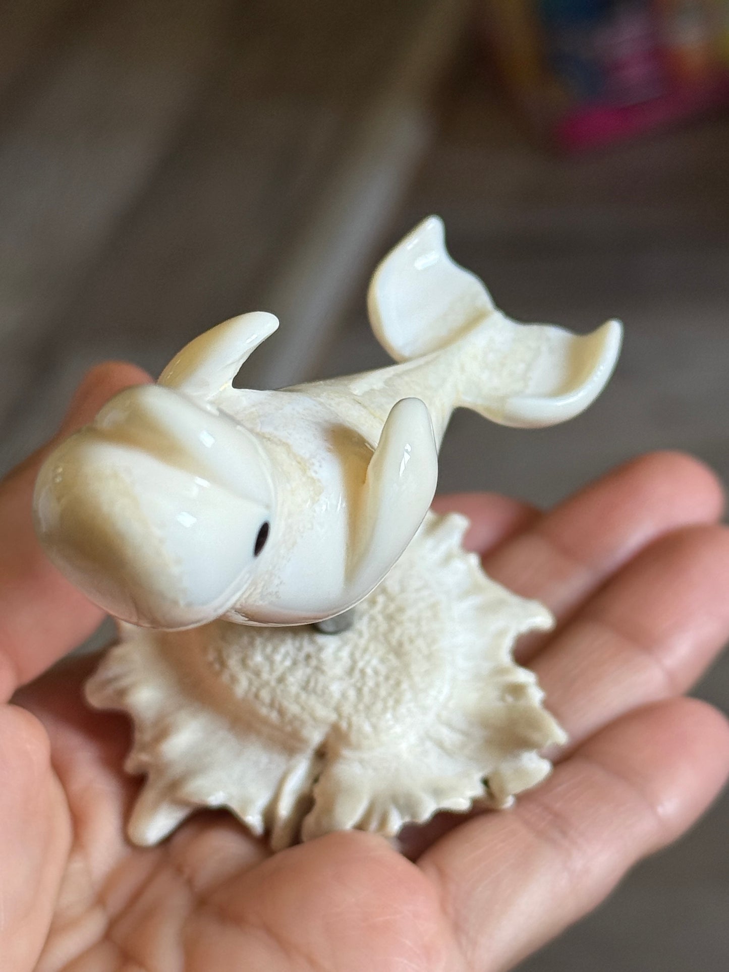 Dancing Ivory Beluga Whale Figurine