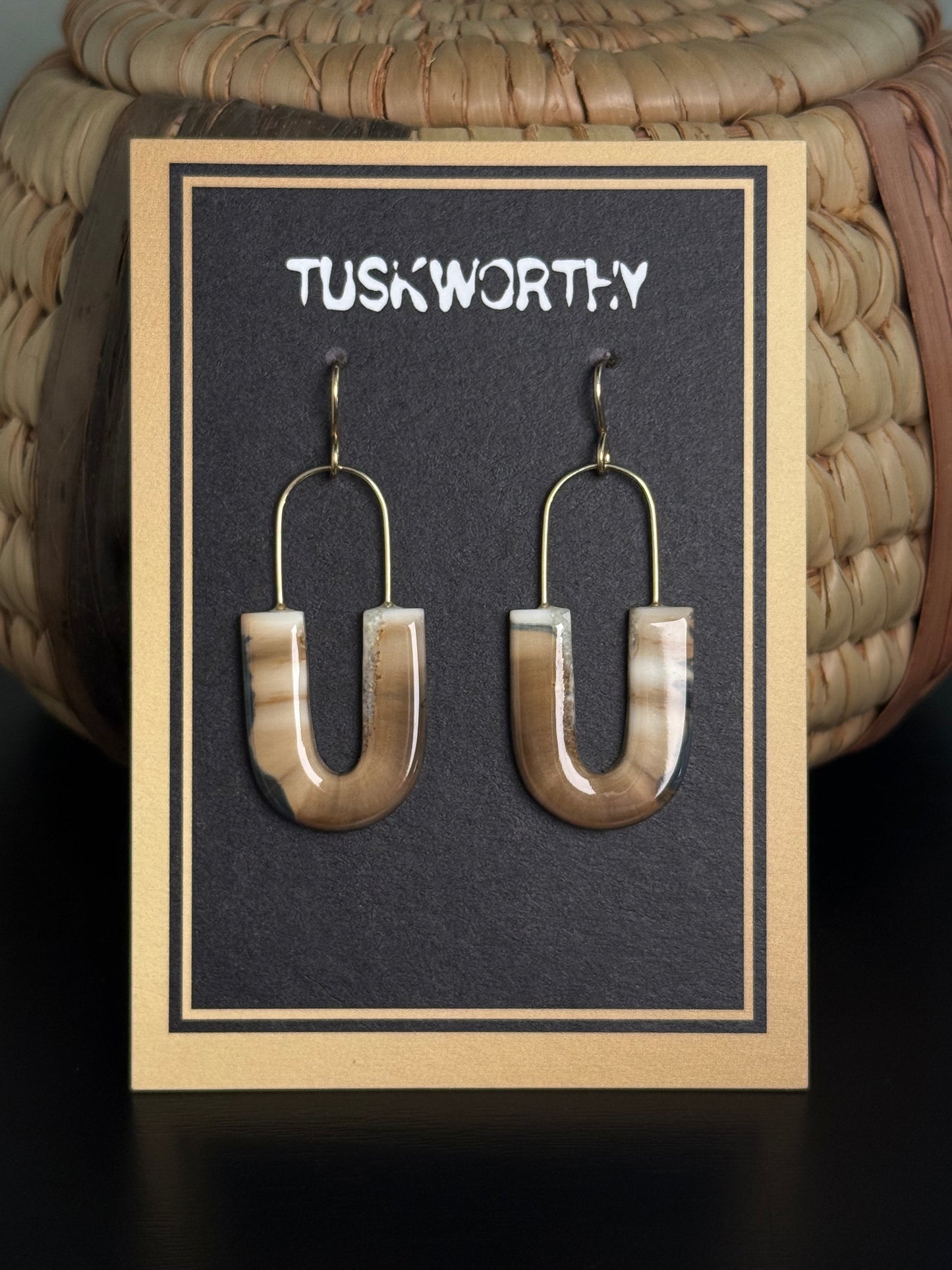 Fossilized Ivory U-Link Earrings