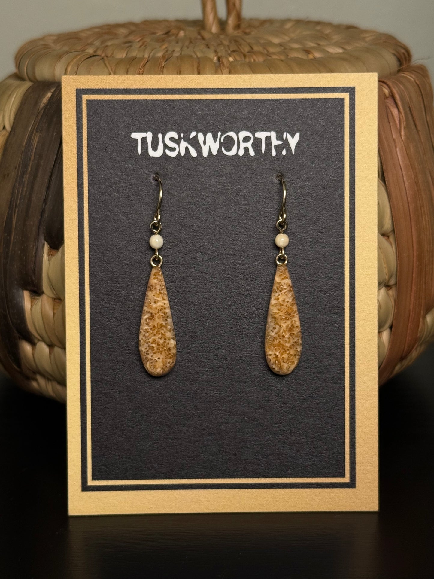 Fossilized Ivory Drop Earrings