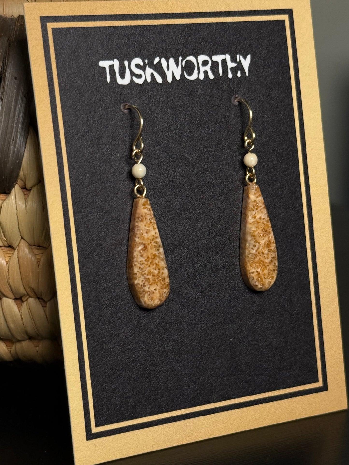 Fossilized Ivory Drop Earrings