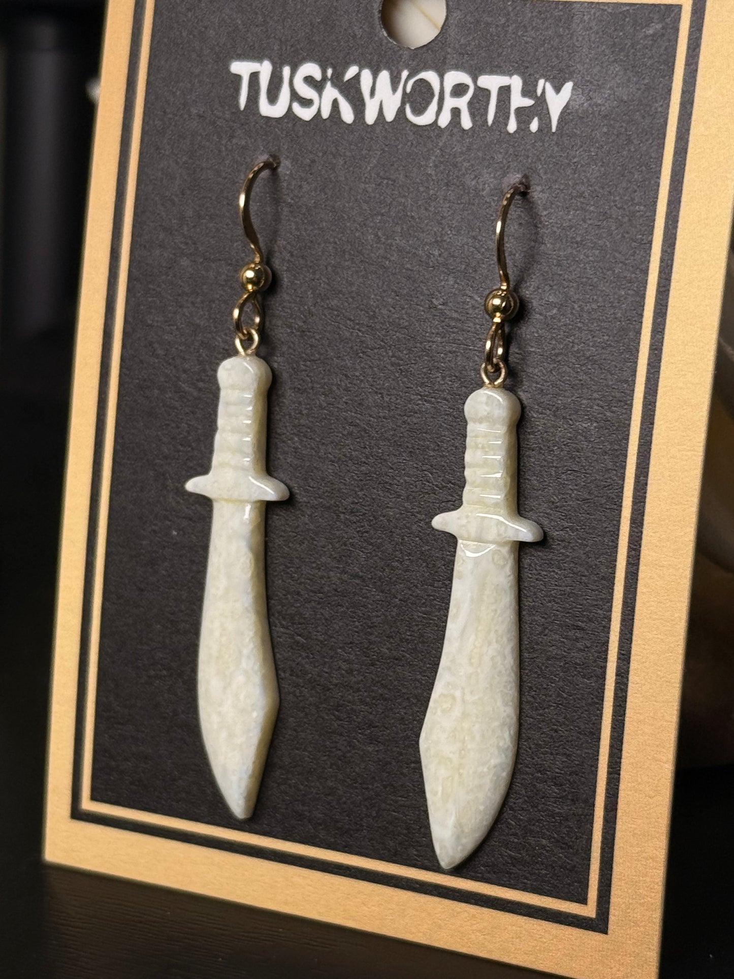 Ivory Bowie Knife Earrings