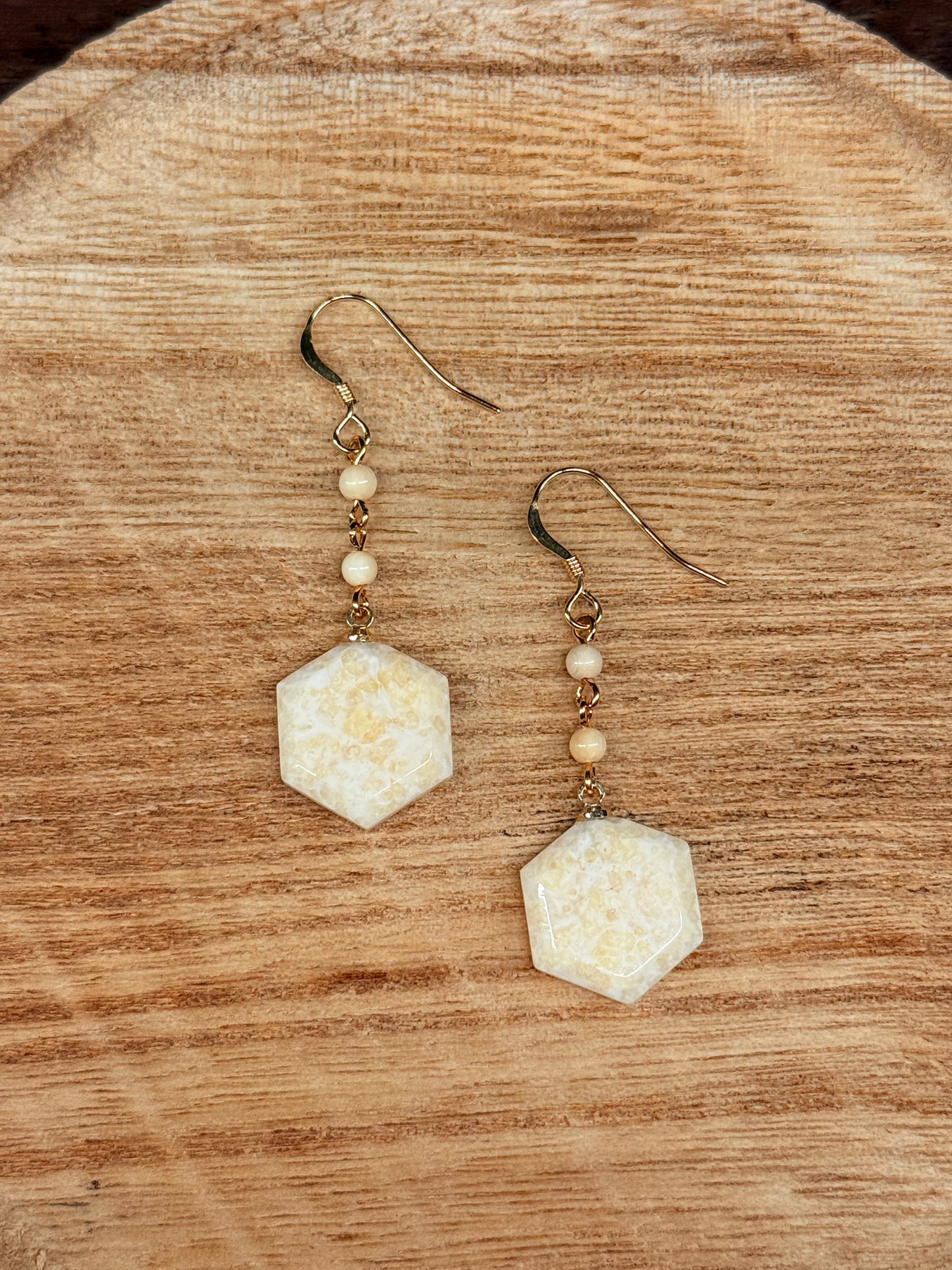 Ivory Hexagon Earrings