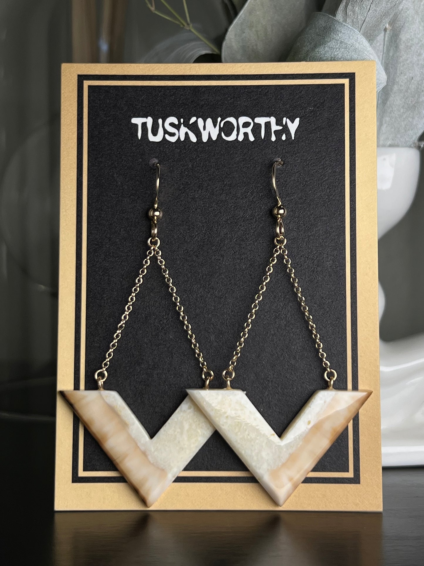 Fossil Ivory V-Shaped Earrings