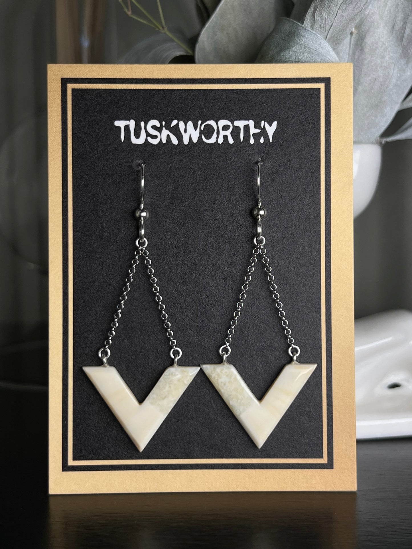 Ivory V-Shaped Earrings
