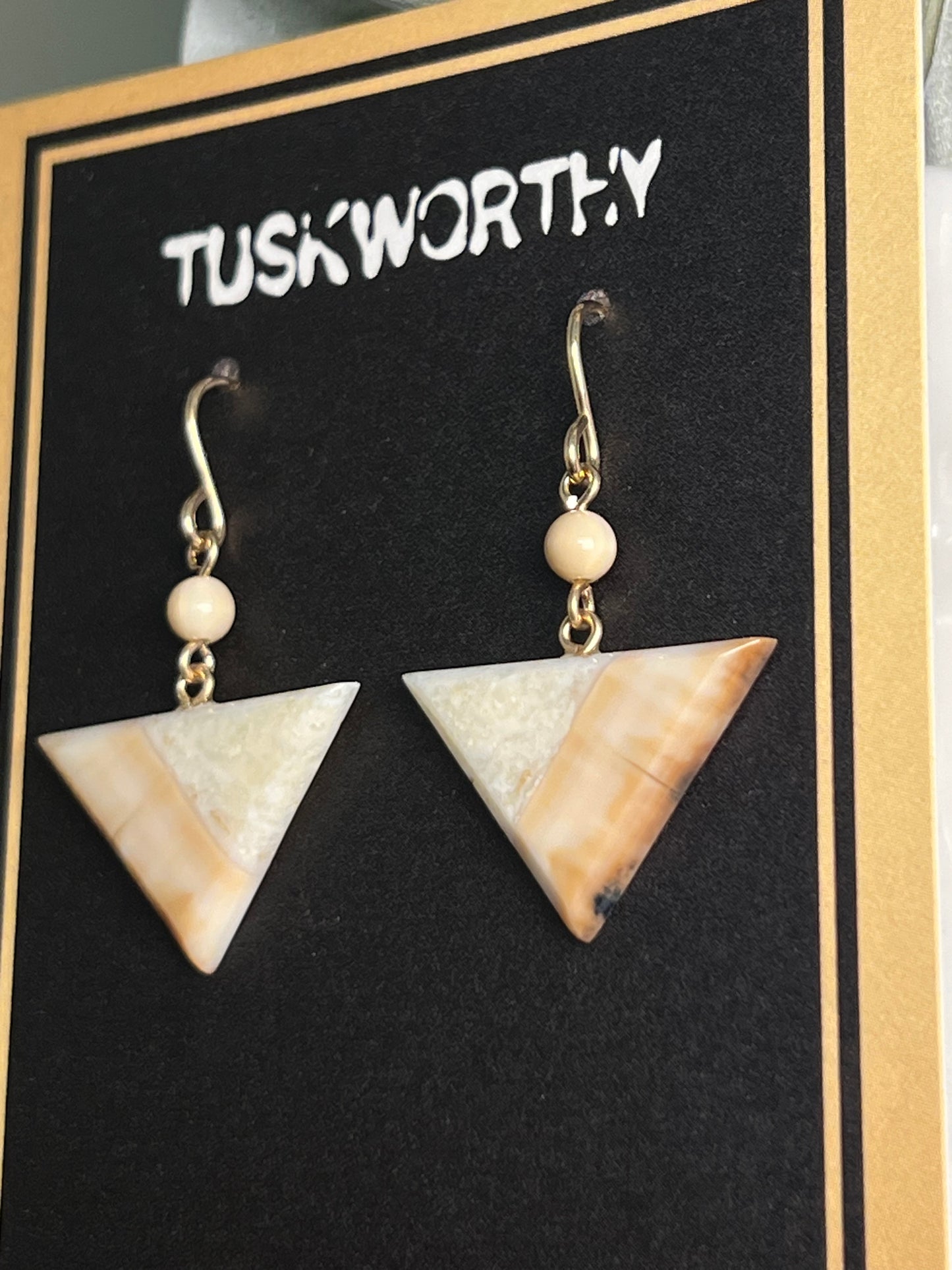 Fossilized Ivory Trigon Earrings