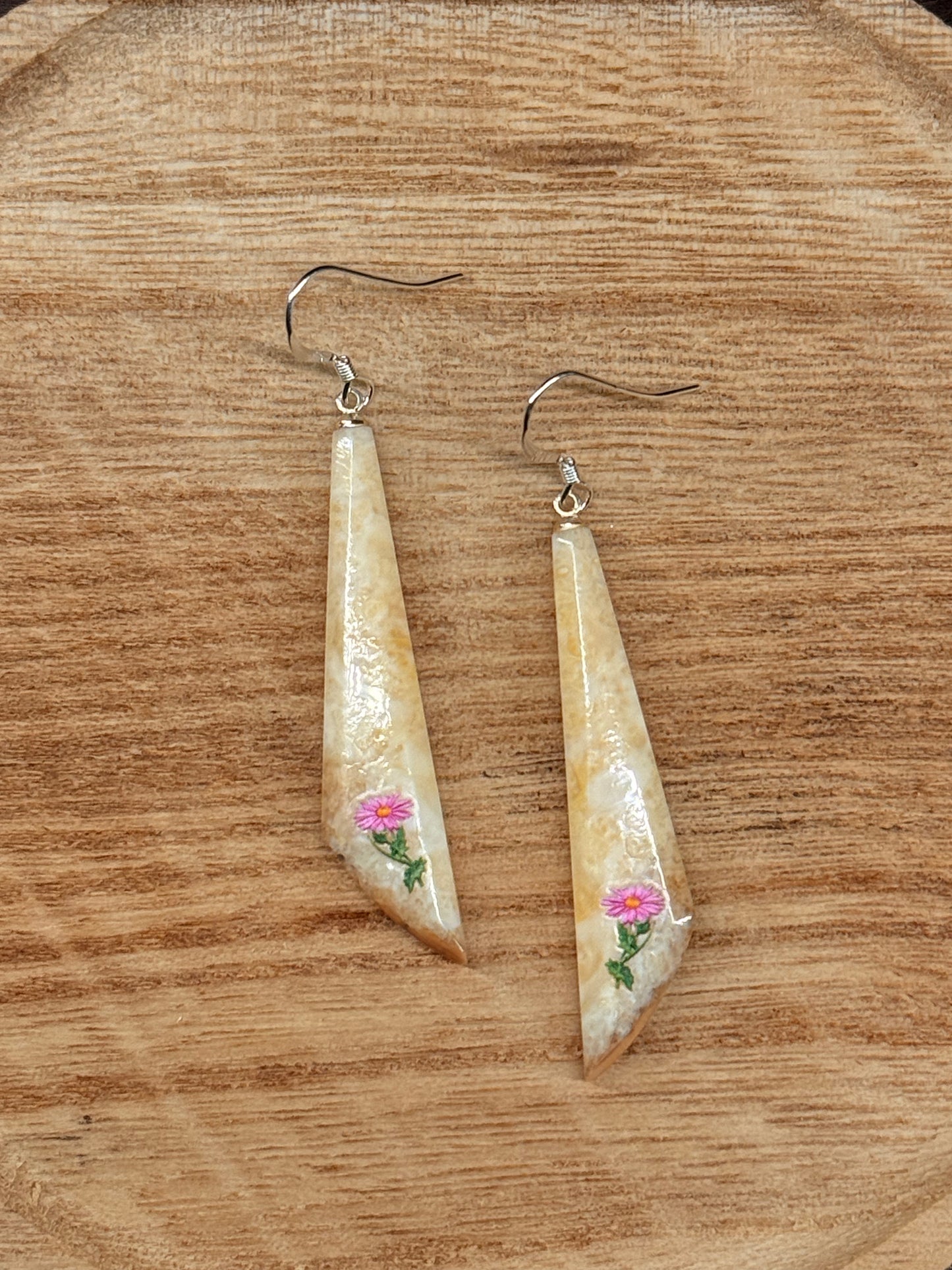 Floral Ivory Edge Earrings