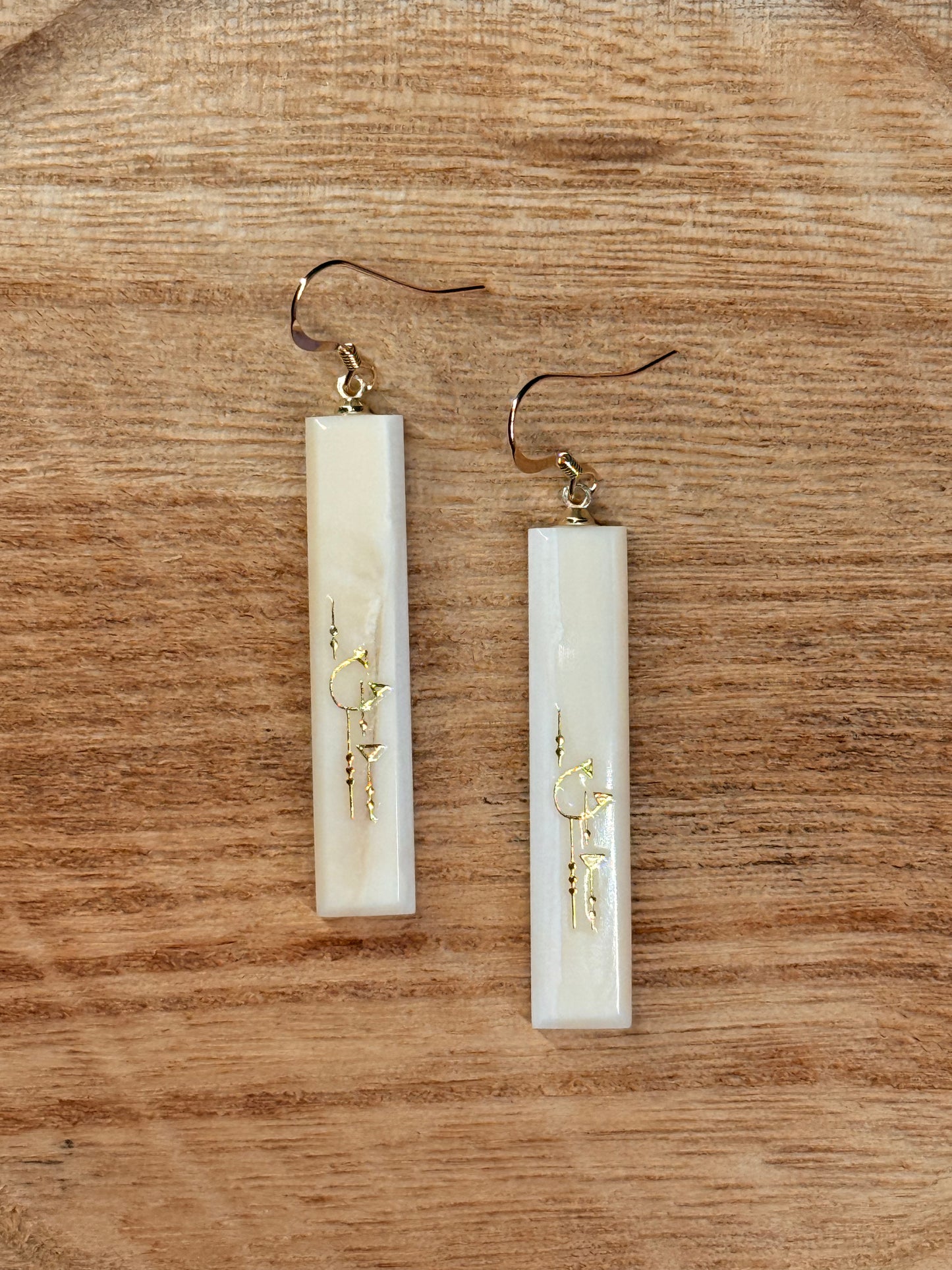 Geometric Ivory Bar Earrings