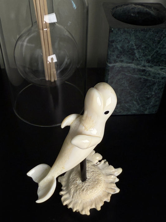 Dancing Ivory Beluga Whale Figurine