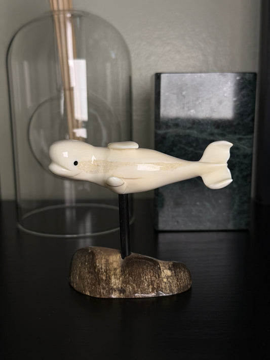 Ivory Beluga Whale Figurie