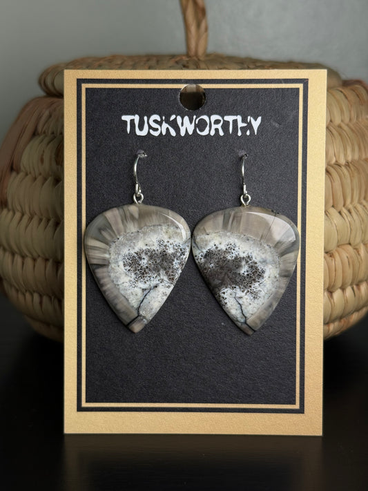 Fossilized Guitar Pick Earrings