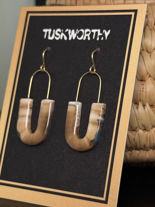 Fossilized Ivory U-Link Earrings