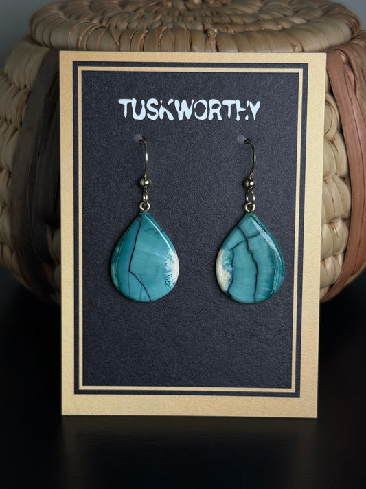 Turquoise Ivory Drop Earrings