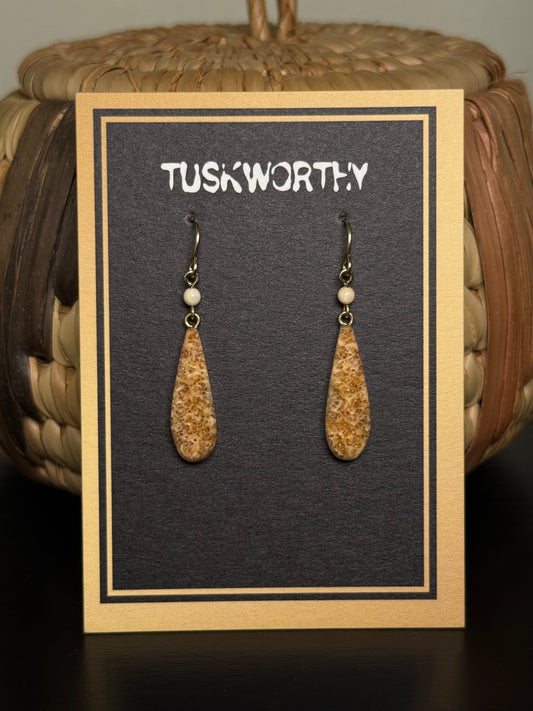 Fossilized Ivory Drop Earrings