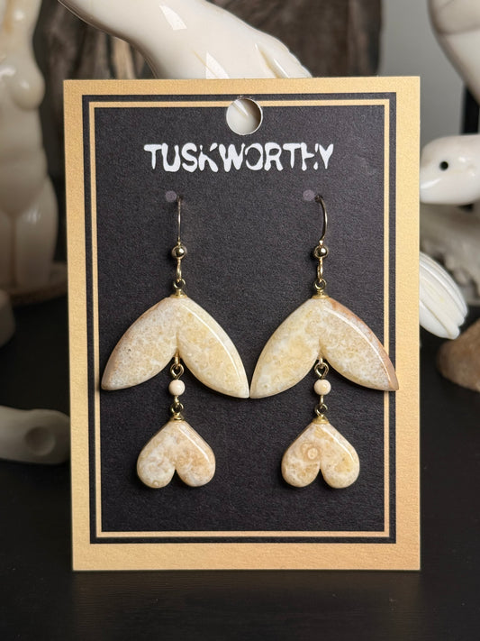Ivory Heart Drop Earrings