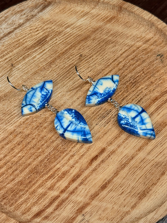 Cobalt Blue Tiered Ivory Earrings
