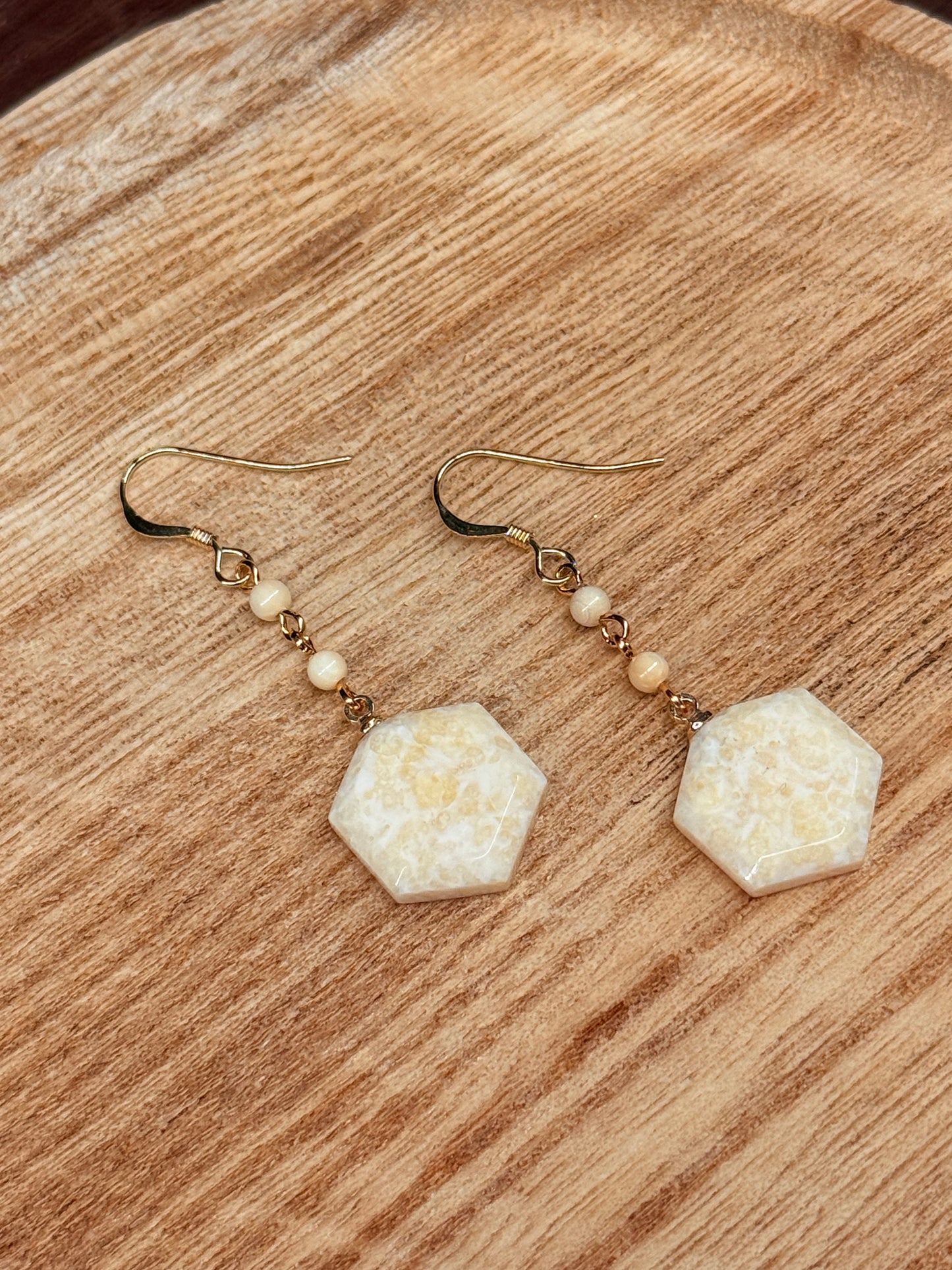 Ivory Hexagon Earrings