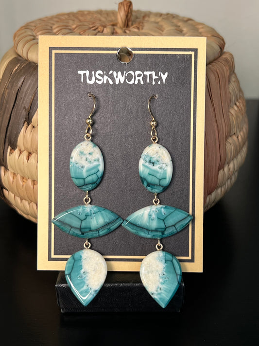 XL Teal Green Trinity Earrings
