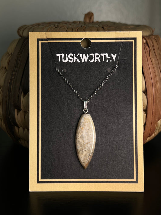 Fossilized Ivory Leaf Necklace