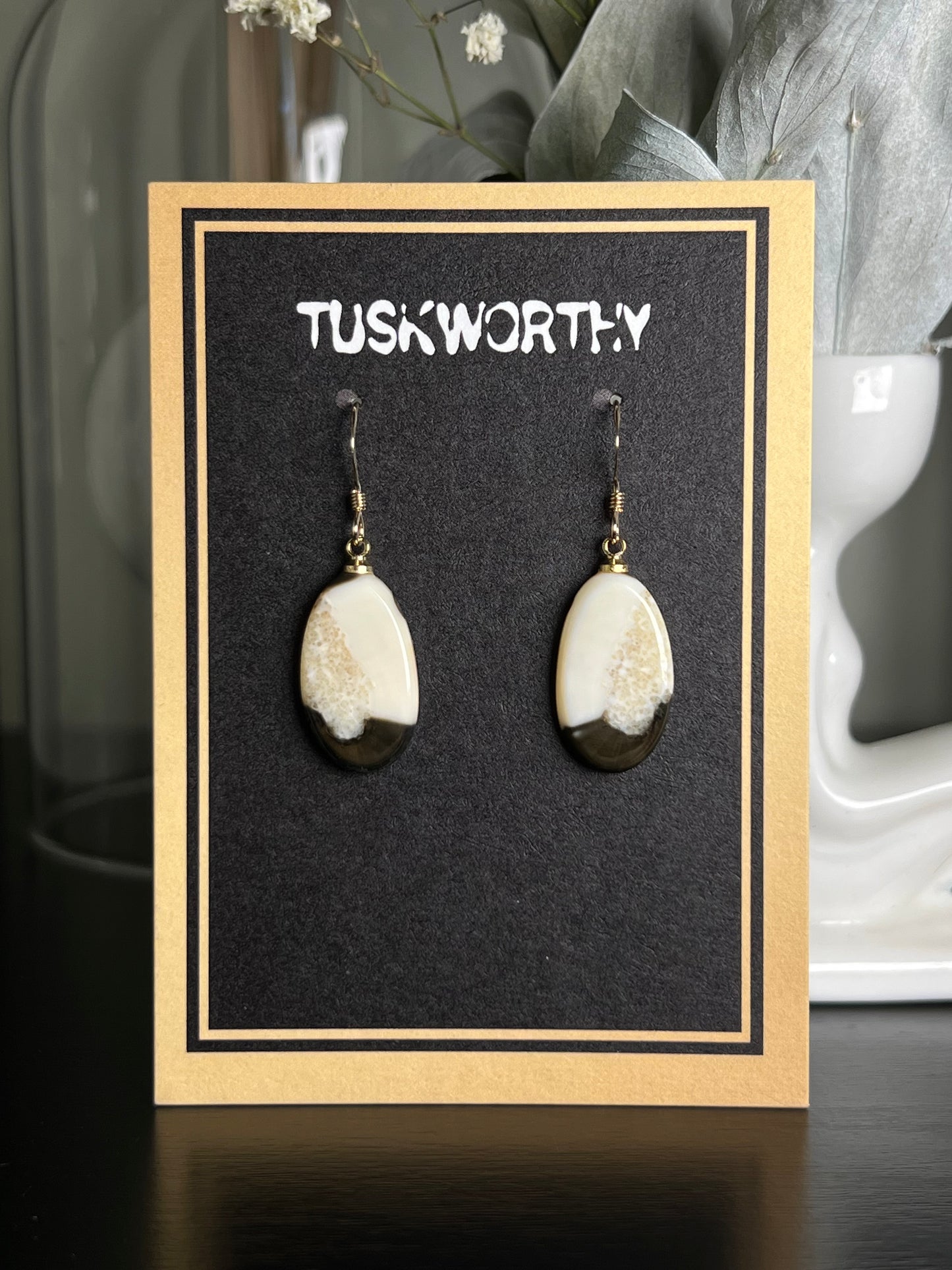 Fossilized Ivory Drop Earrings