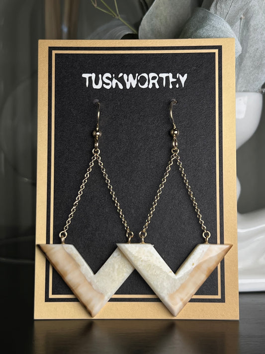 Fossil Ivory V-Shaped Earrings