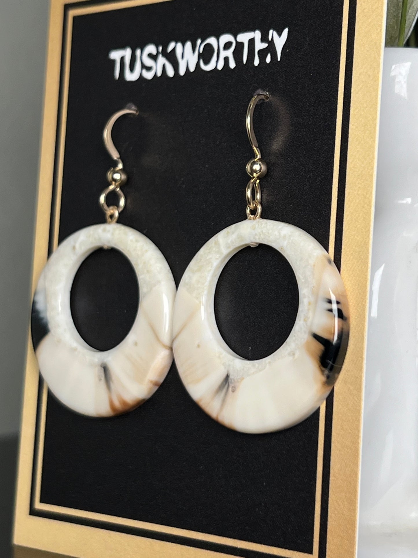 Fossilized Ivory Hoops