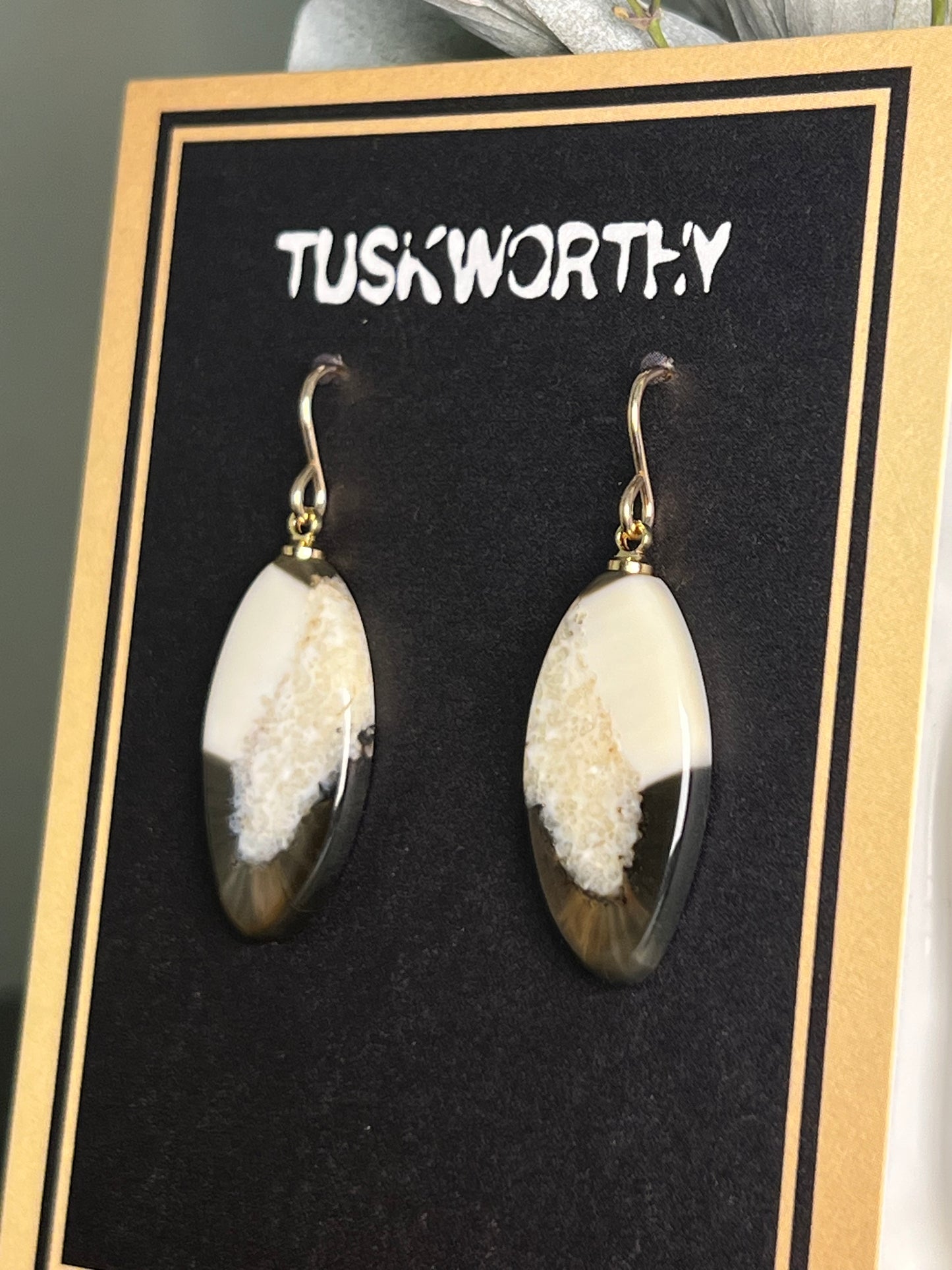 Fossilized Ivory Drop Earrings