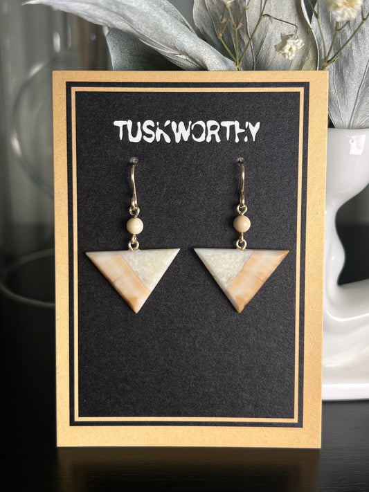 Fossilized Ivory Trigon Earrings