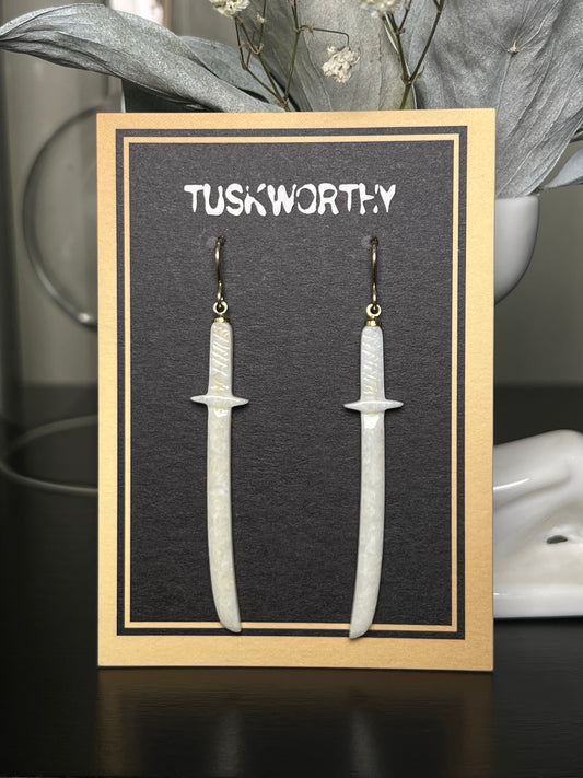 Ivory Katana Sword Earrings