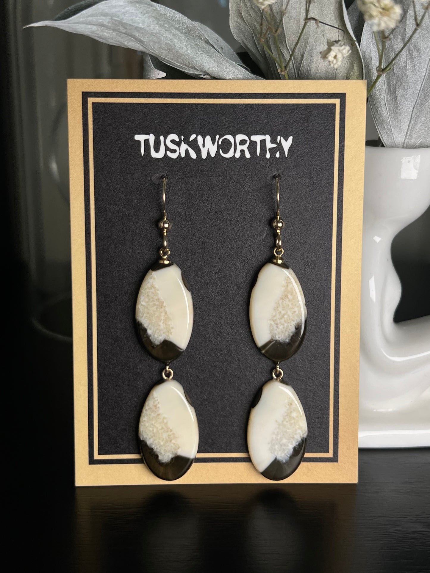 Double Tiered Ivory Earrings