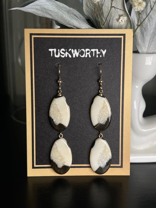Double Tiered Ivory Earrings