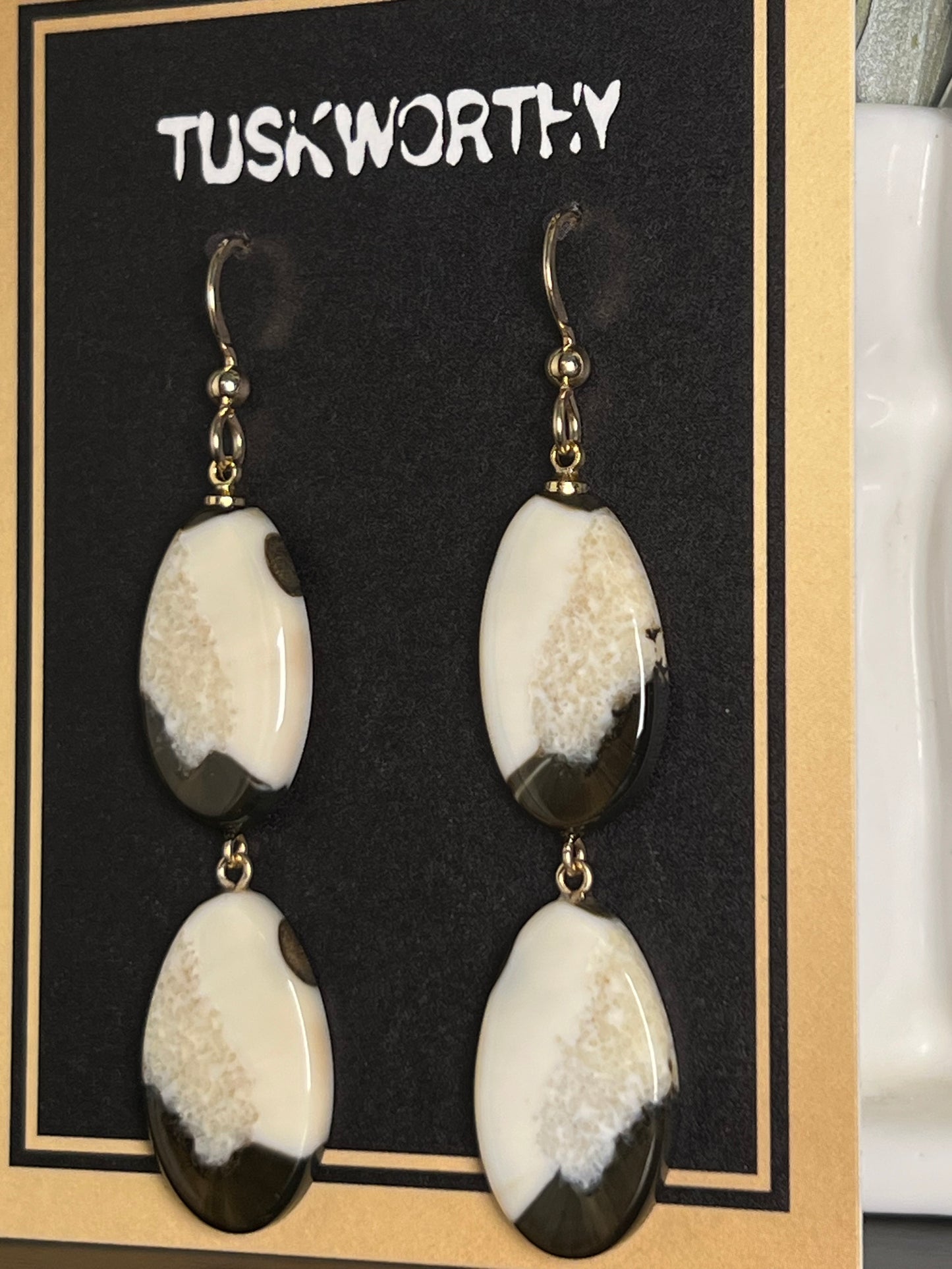 Double Tiered Ivory Earrings