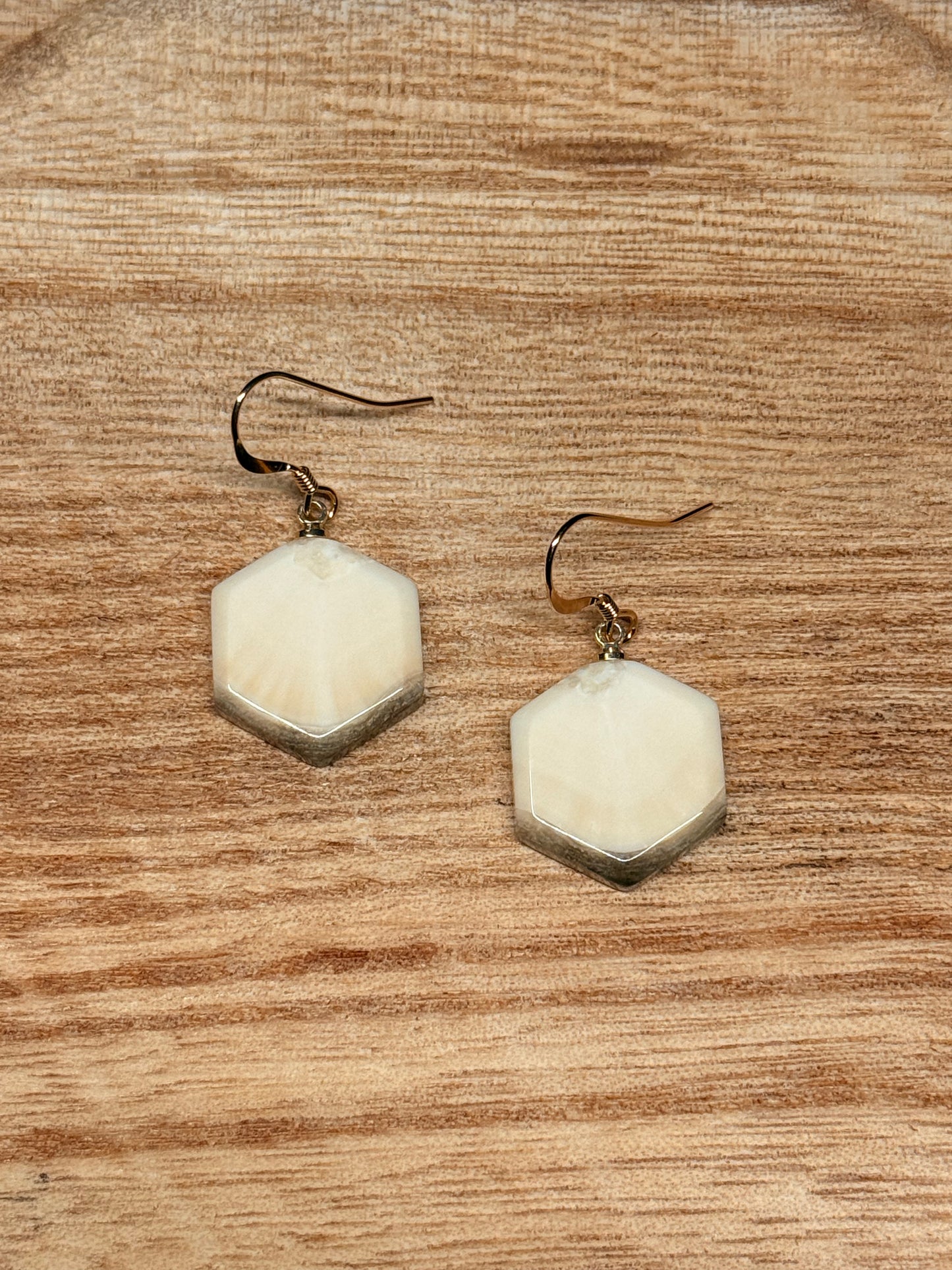 Ivory Hexagon Earrings