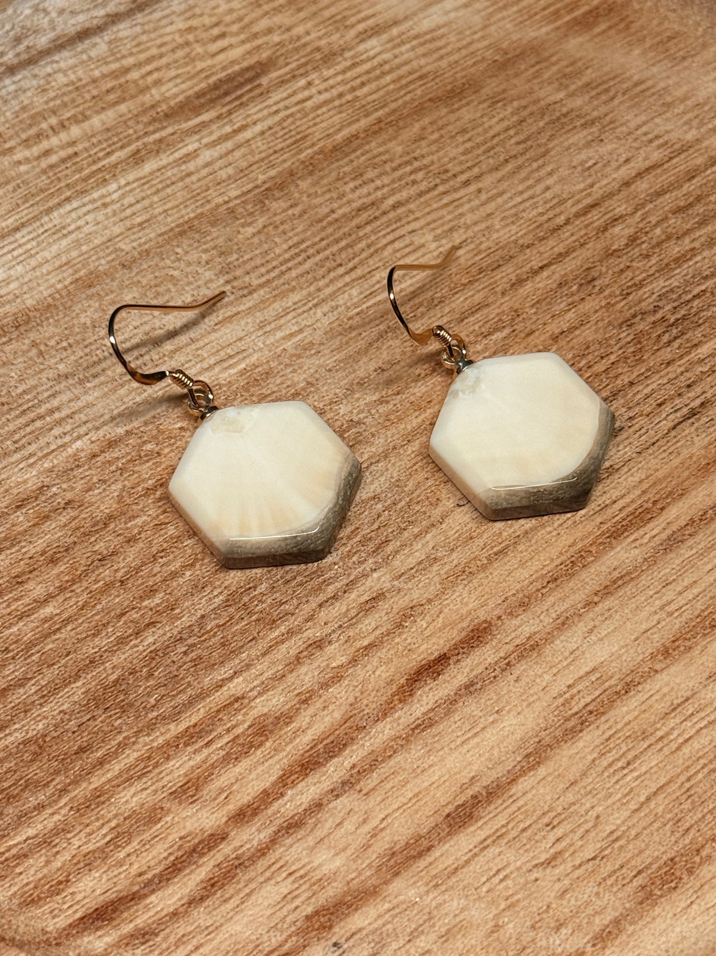 Ivory Hexagon Earrings