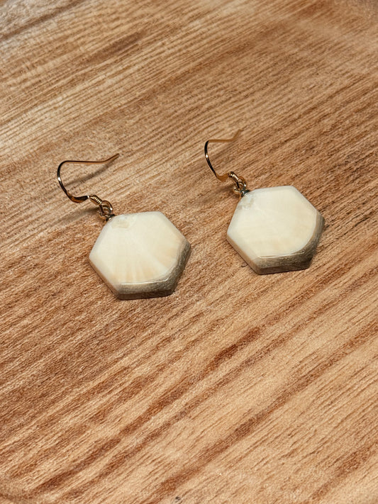Ivory Hexagon Earrings