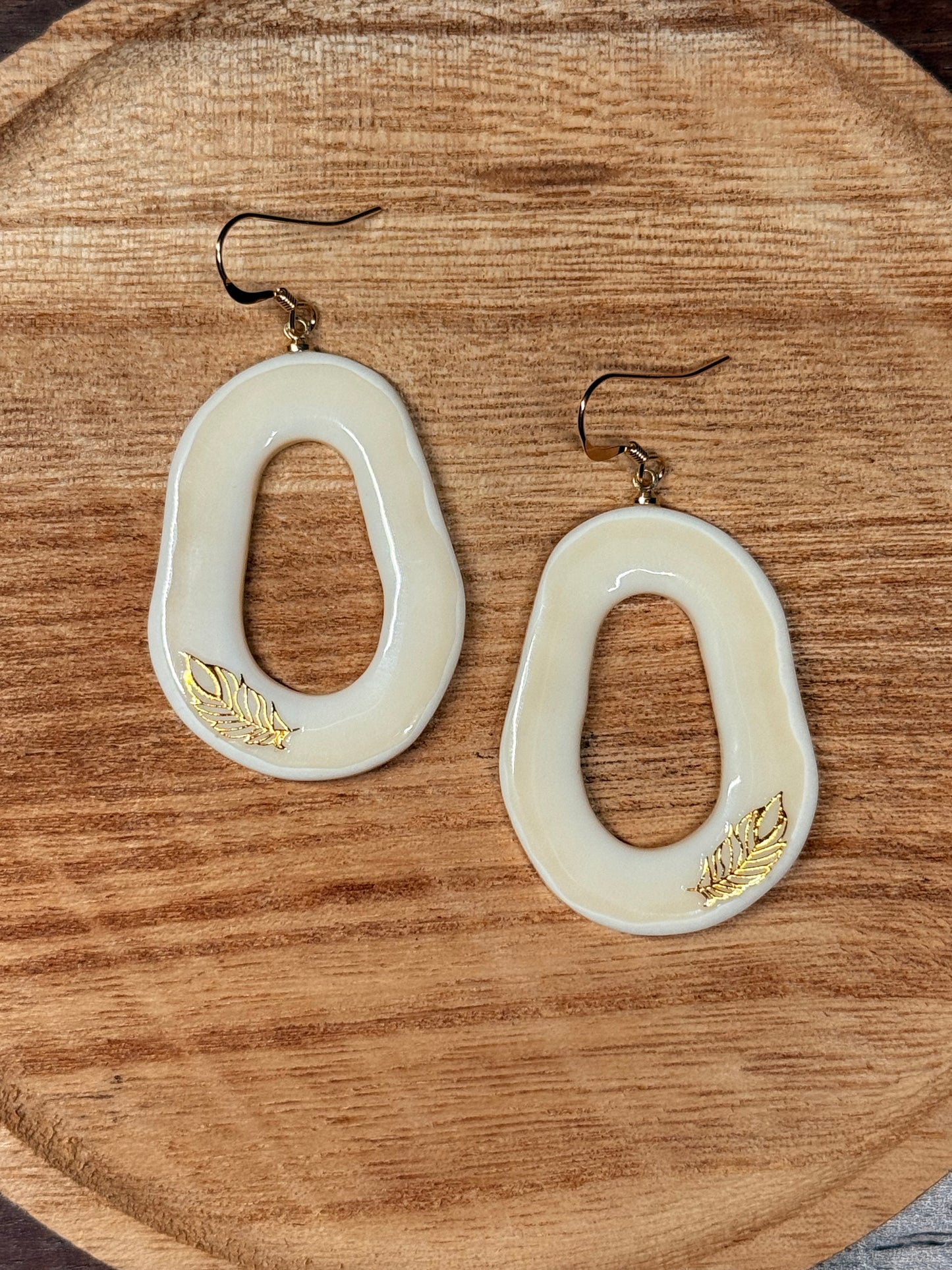 Natural Cut Ivory Hoops