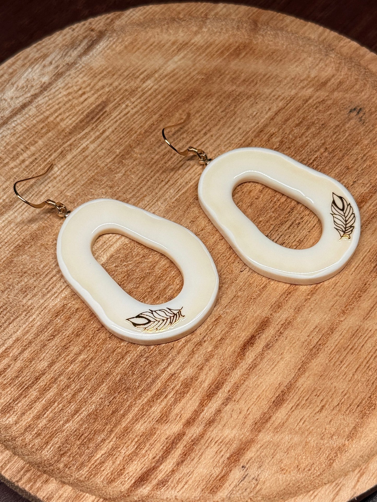Natural Cut Ivory Hoops