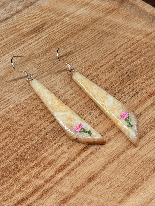 Floral Ivory Edge Earrings