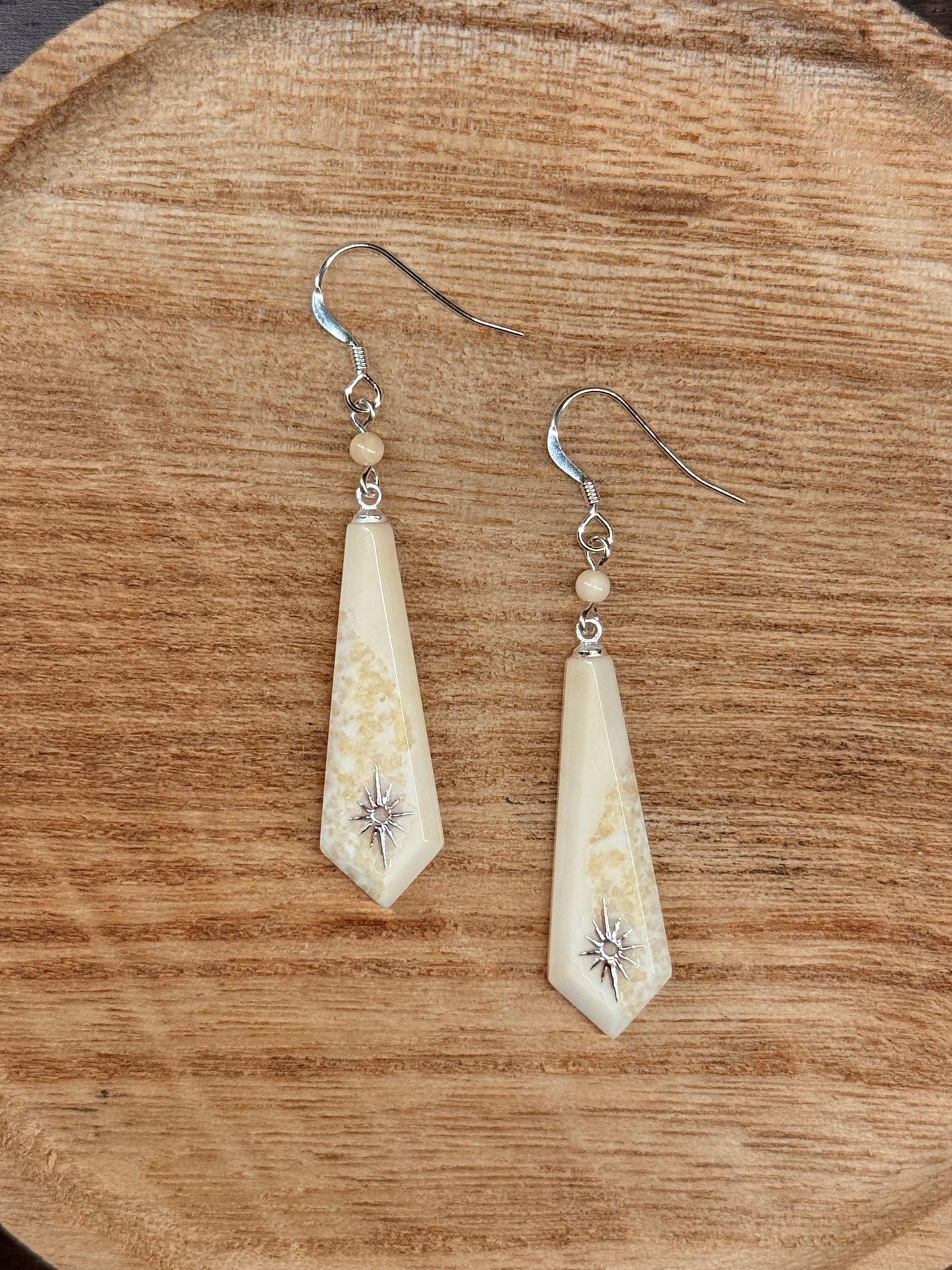 Silver Accent Ivory Earrings