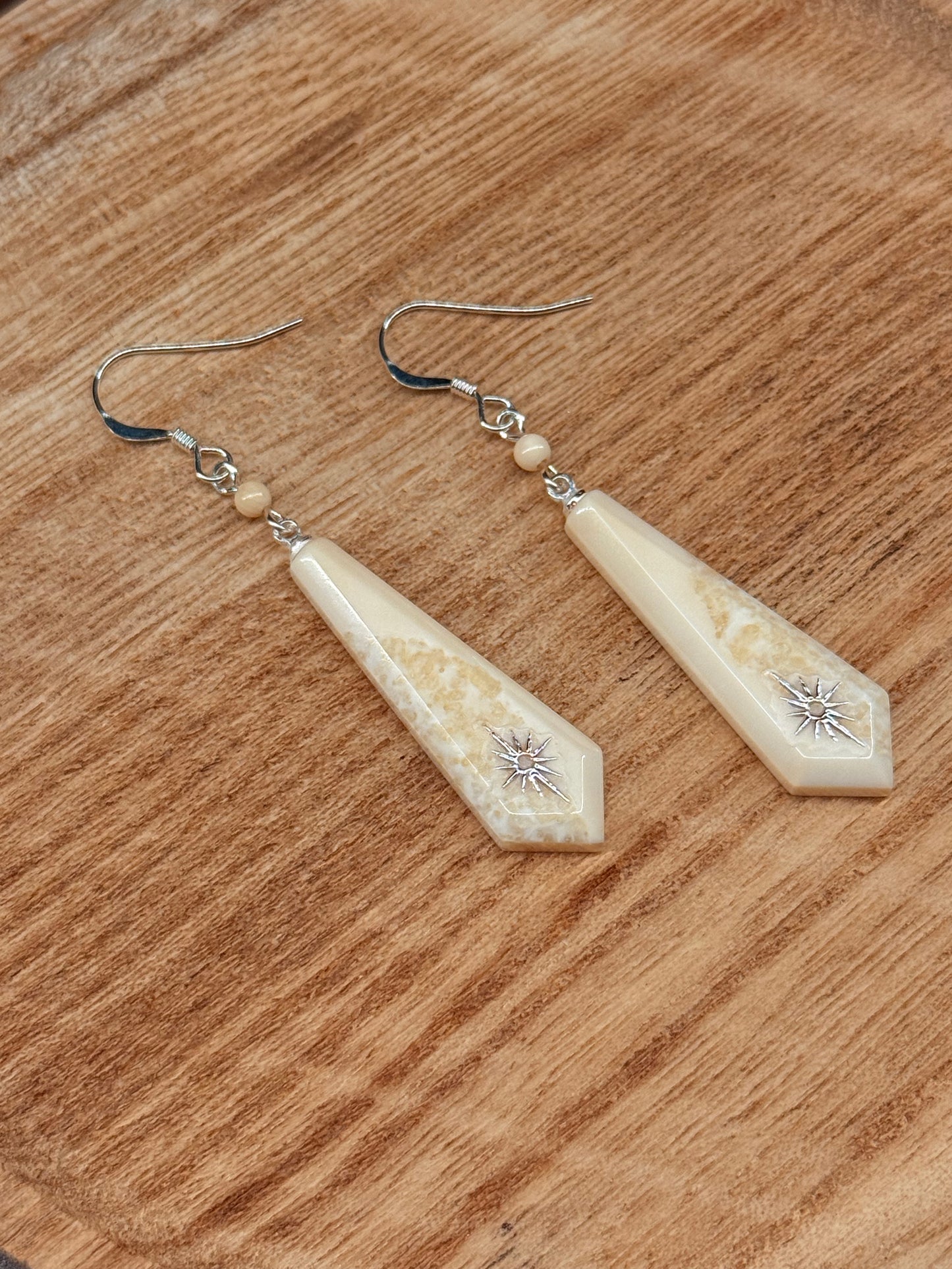 Silver Accent Ivory Earrings