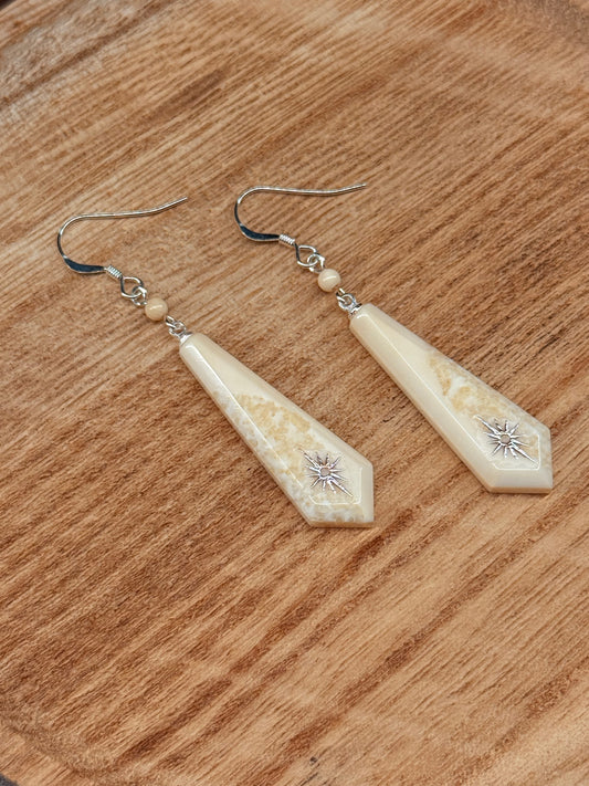 Silver Accent Ivory Earrings