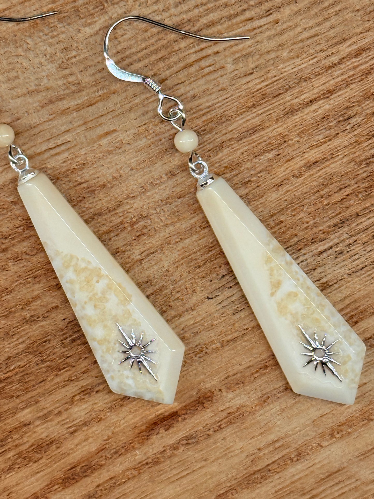 Silver Accent Ivory Earrings